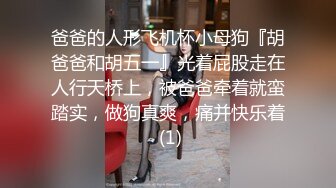 爸爸的人形飞机杯小母狗『胡爸爸和胡五一』光着屁股走在人行天桥上，被爸爸牵着就蛮踏实，做狗真爽，痛并快乐着 (1)